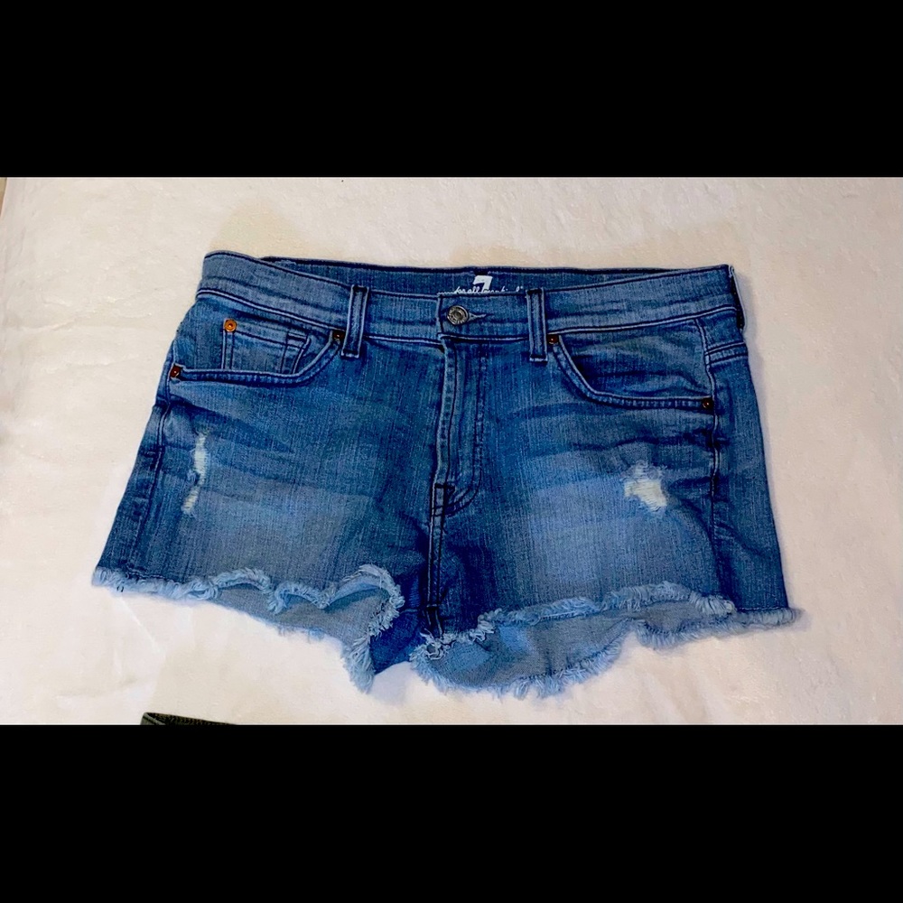 7 for All Mankind- blue denim shorts